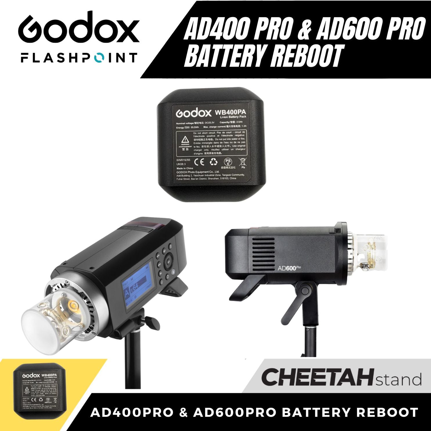 Godox AD400Pro & AD600Pro - Battery Reboot – Cheetah Stand Godox AD400Pro & AD600Pro - Battery Reboot – Cheetah Stand