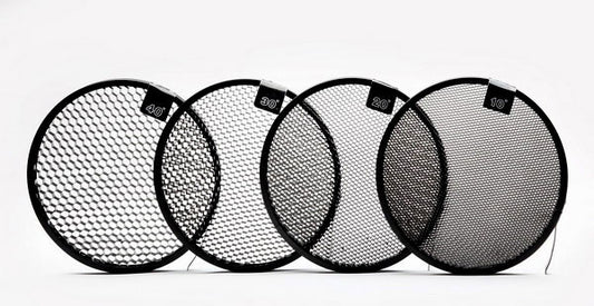 Cheetahstand 7 inch (172mm) honeycomb grid set of 4 (10, 20, 30, 40 degrees) for total control of light spread.