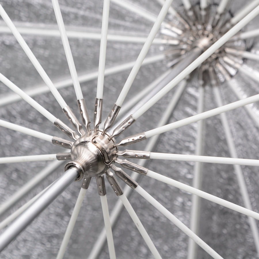 Cheetahstand DP-65PS Pebble Silver Umbrella Showing Durable Fiberglass Rods