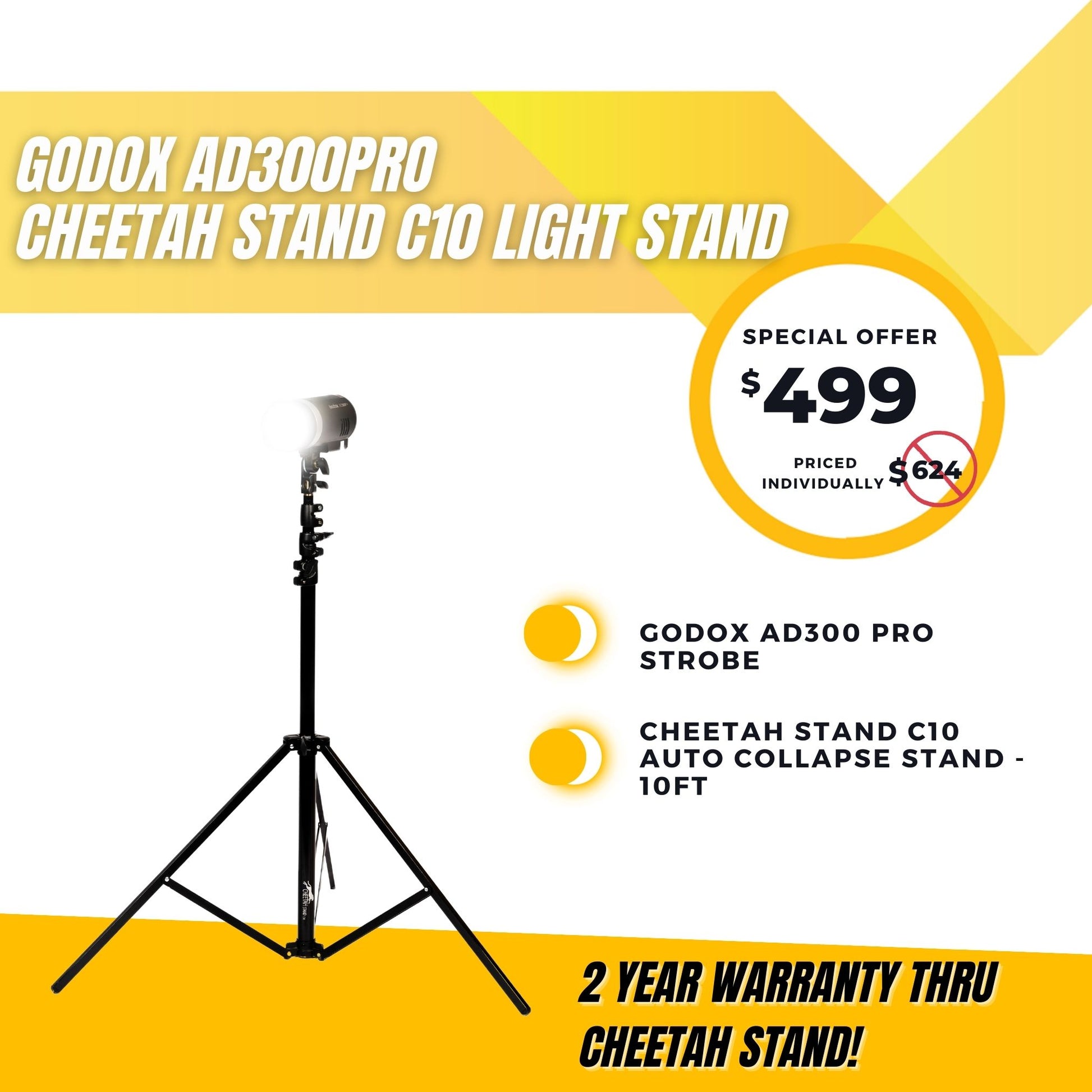 Godox AD300Pro Wireless Strobe Light and Cheetah Stand C10 Combo