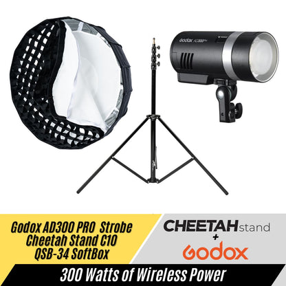 Godox AD300 + Cheetah Stand QSB-34 + C10
