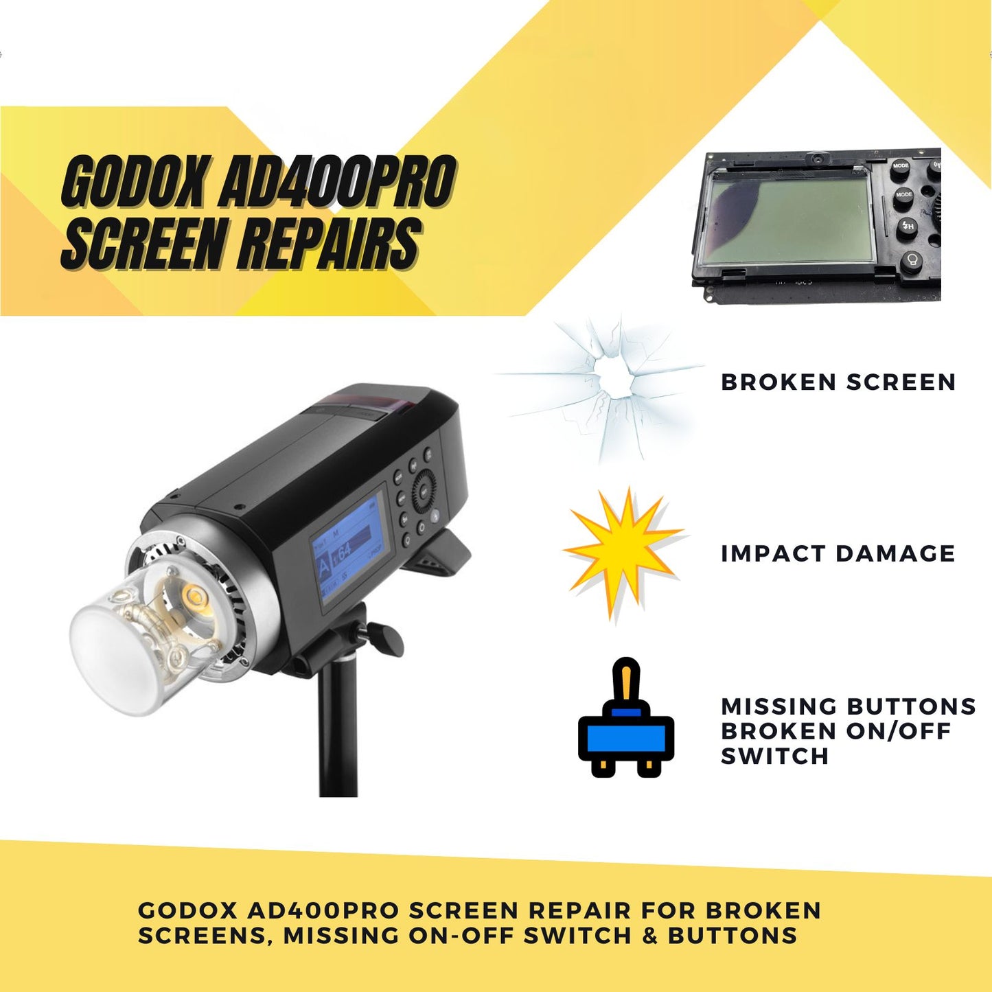 Repair Godox AD400PRO: Cracked or Blank LCD Screen