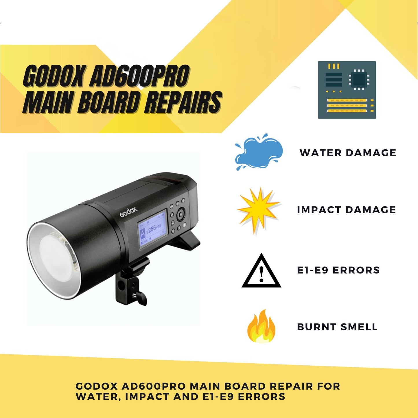 Repair Godox AD600PRO: Drop / Water Damage or E1-E9 Errors