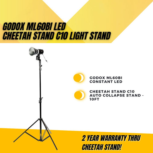 Godox ML60Bi Constant Bi-Color Light with Cheetah Stand C10 Combo