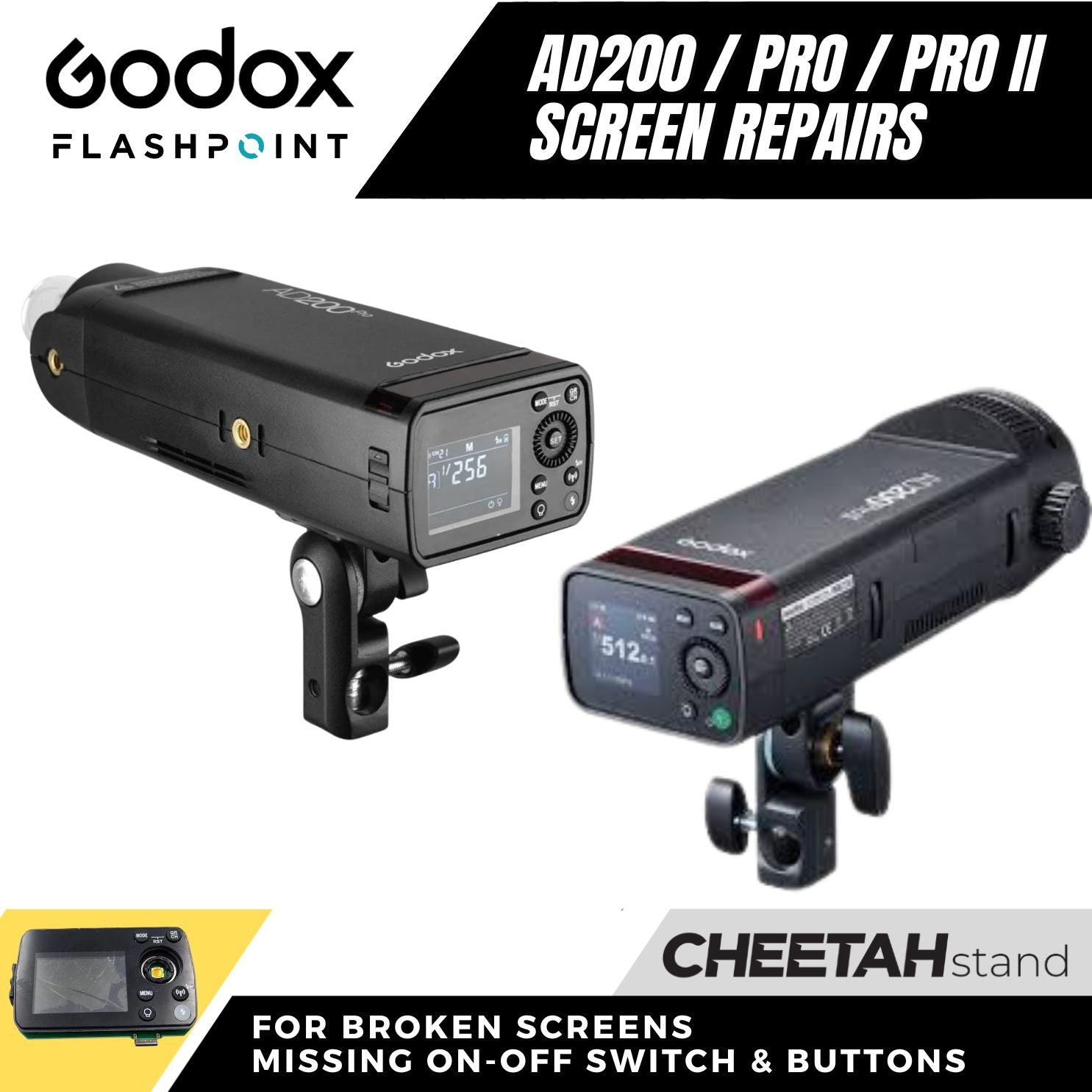 Repair Godox AD200/AD200Pro - Broken LCD or On/Off & Buttons