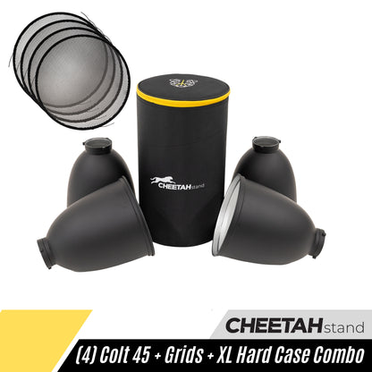 (4) Quad Colt 45 Long Throws + Grids + XL Hard Case Combo