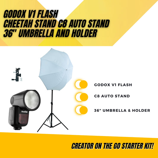 Godox V1 + Cheetah Stand 36" Umbrella and Mount + C8