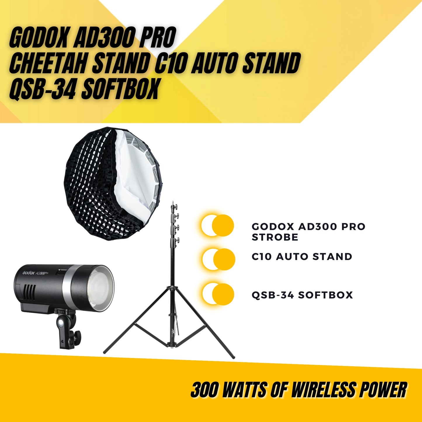 Godox AD300 + Cheetah Stand QSB-34 + C10