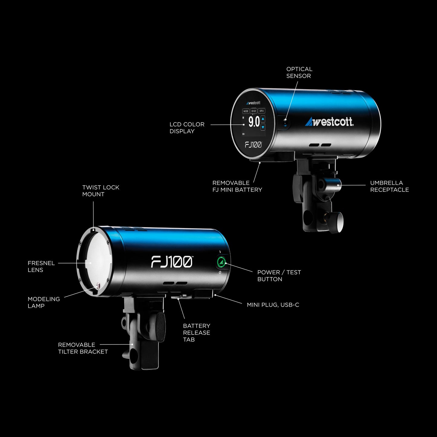 Westcott FJ100 Touchscreen Strobe with FJ Mini AC/DC Battery (100Ws)