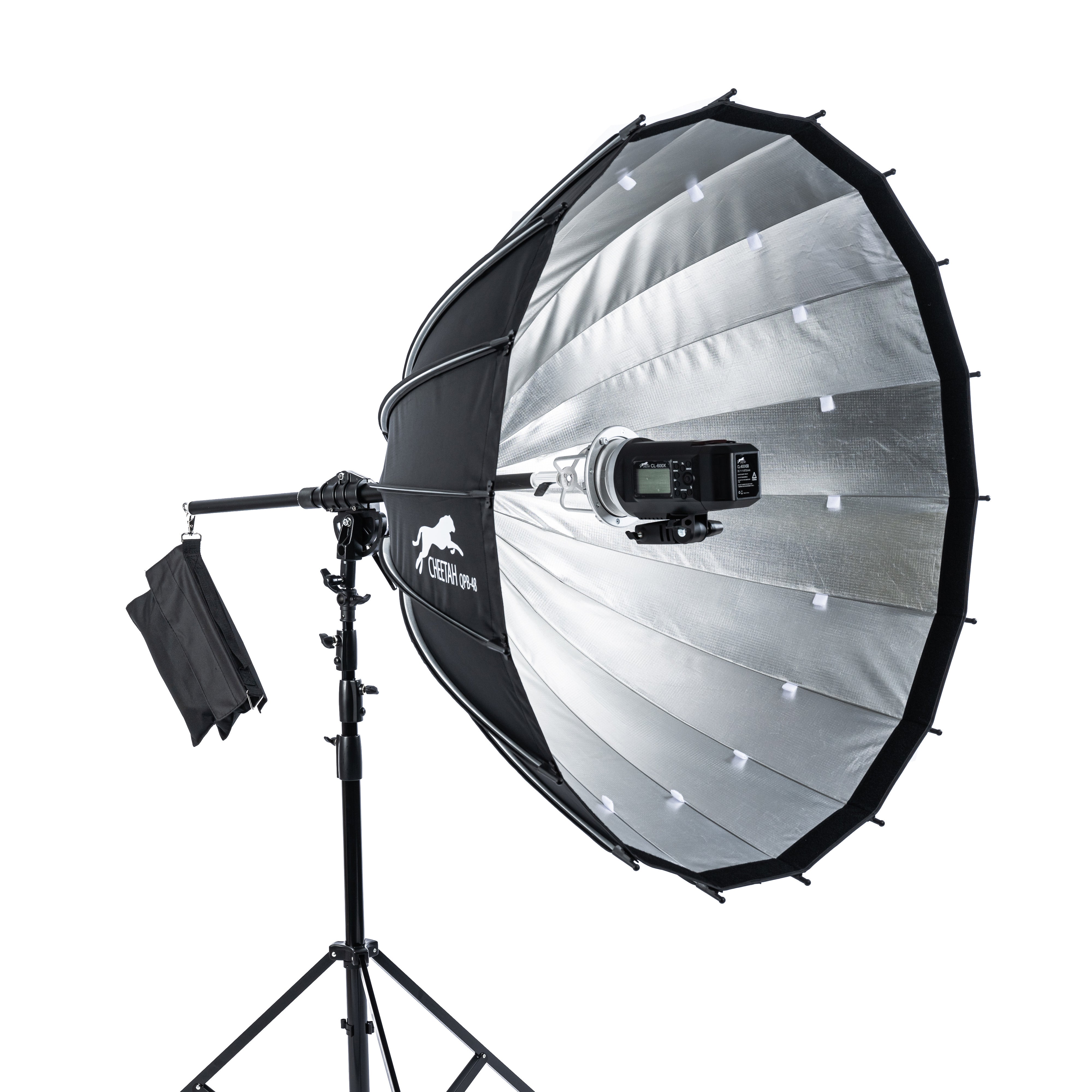 QPB-48 with Focusing System Softbox – Cheetah Stand