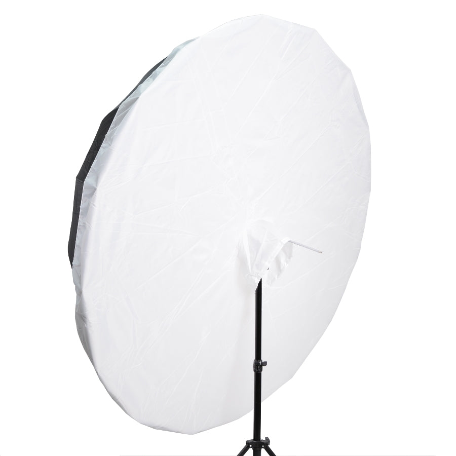 Cheetahstand DP-65PS Pebble Silver Umbrella with White Diffuser Mounted on Light Stand