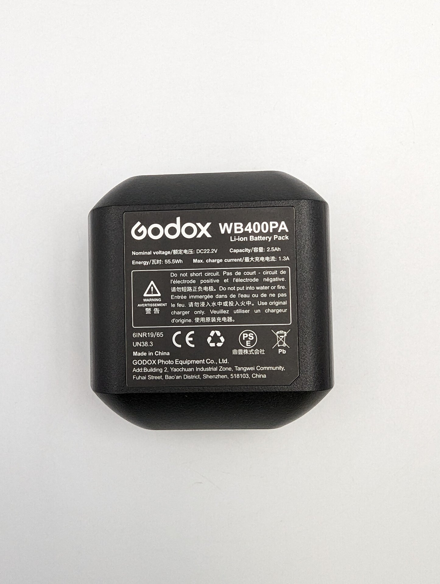 Godox WB400PA Battery.  Cheetahstand can "Reboot" these batteries.